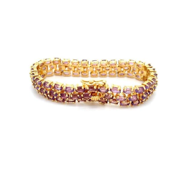 3-Rows Amethysts Bracelet - Picture 5 of 7